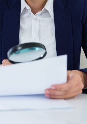 businesswoman-looking-at-document-through-magnifying-glass-e1618574316914